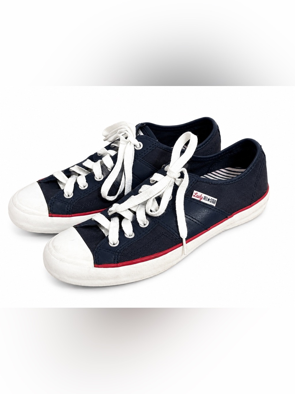 Converse Lady All Star Navy Blue Red Stripe Sneakers Women’s 7